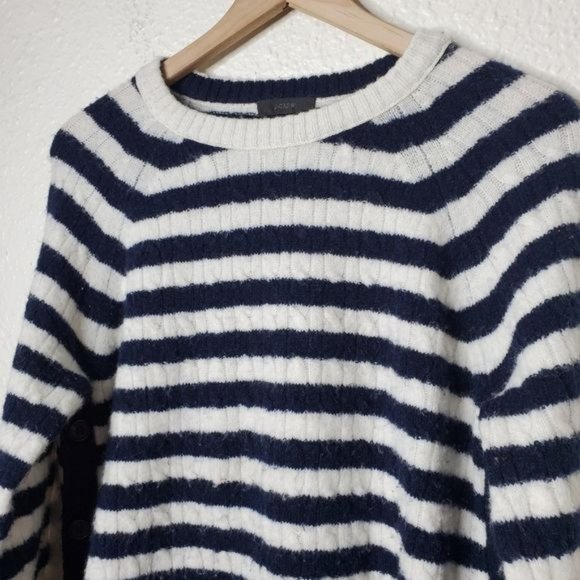 J.Crew Wool Stripe Side Button Sweater Medium - Picture 5 of 6
